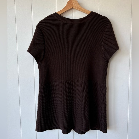 Dark Brown Knit Button Down Top | Size Large - Picture 6 of 6